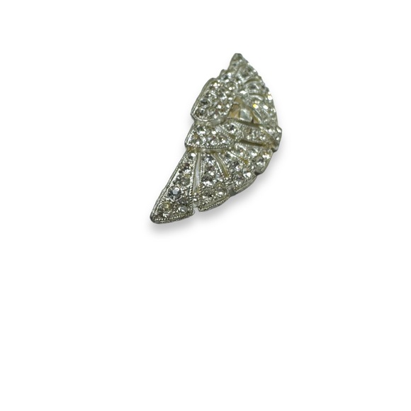 Art Deco Pot Metal Silver Tone Crystal Brooch - Picture 3 of 6